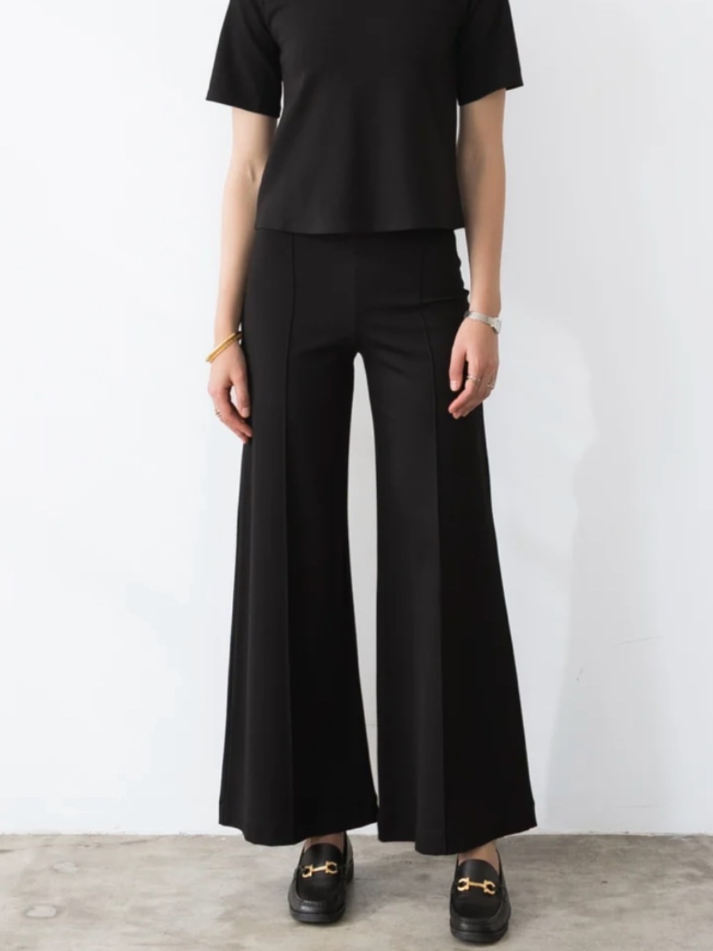 Ripley Rader Black Ponte Knit Standard Wide Leg Pants